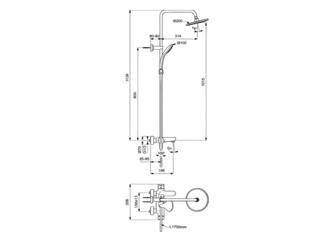 Cerafine O Exposed Bath & Shower System