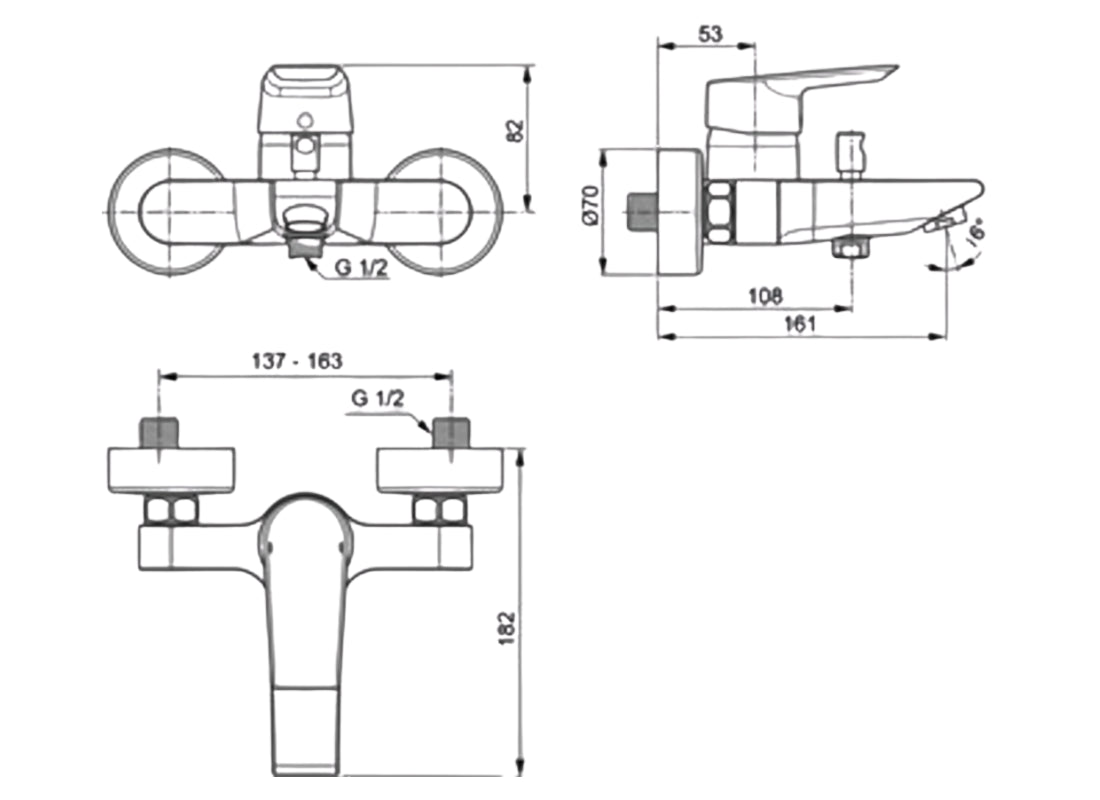 Tesi Exposed Bath & Shower Mixer Chrome A6583AA