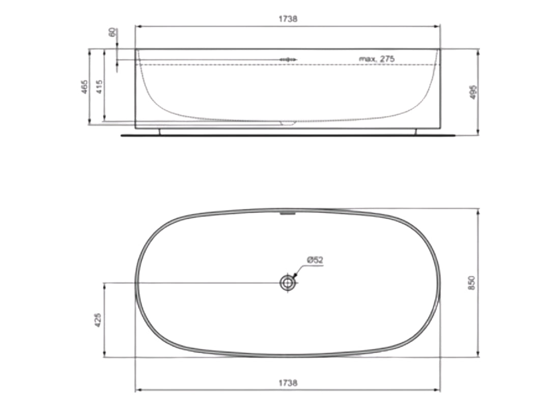 Linda-X Solid Surface Bathtub 174x85
