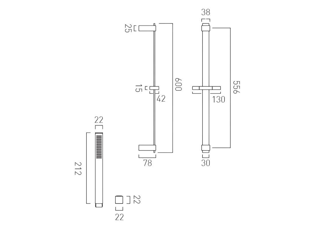 Single Function Slide Rail Shower Kit