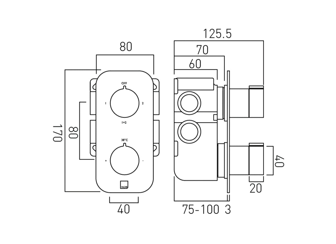 Altitude 2 Outlet Thermostatic Tablet Valve