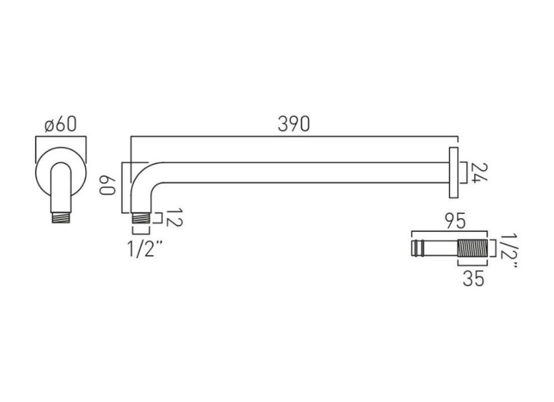 Elements Easy Fit Round Shower Arm