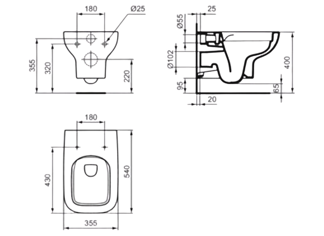 i.Life A Wall Hung WC Bowl Rimless White