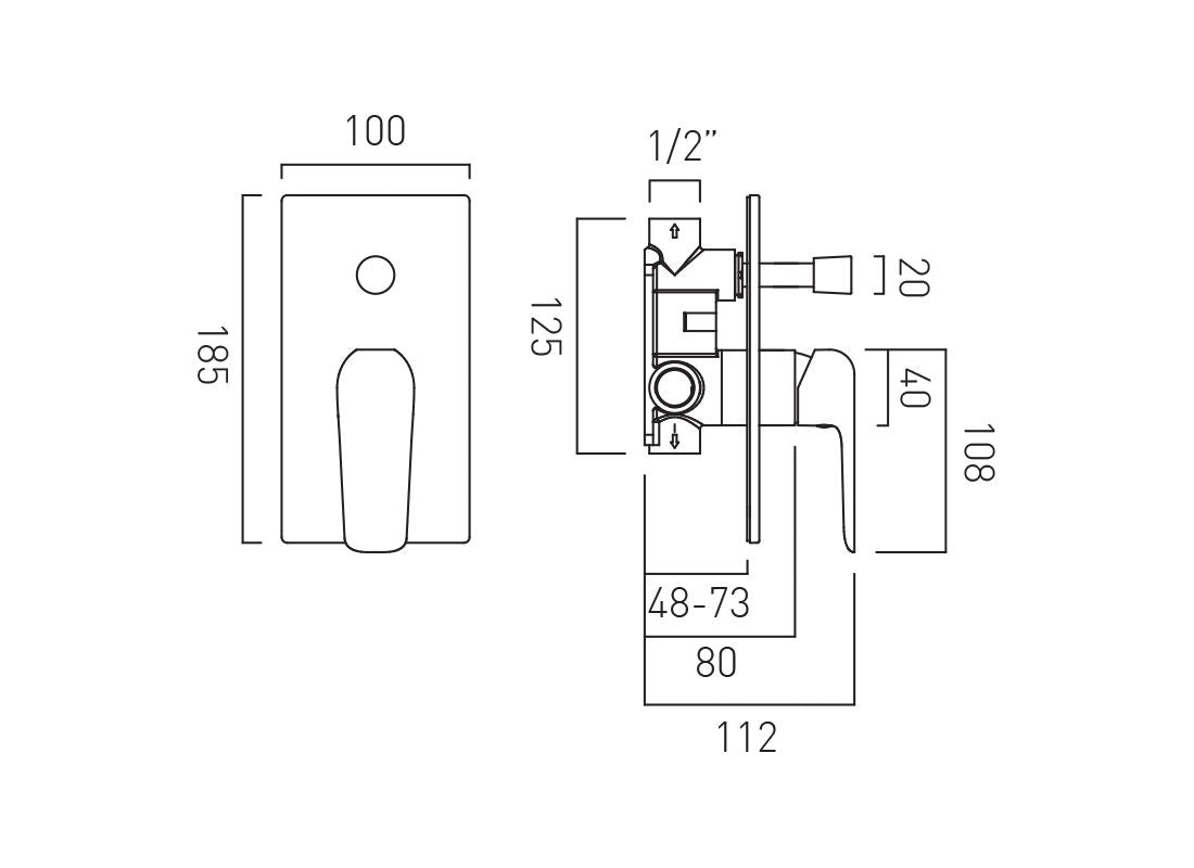 VALA Concealed Manual Shower Valve with Diverter
