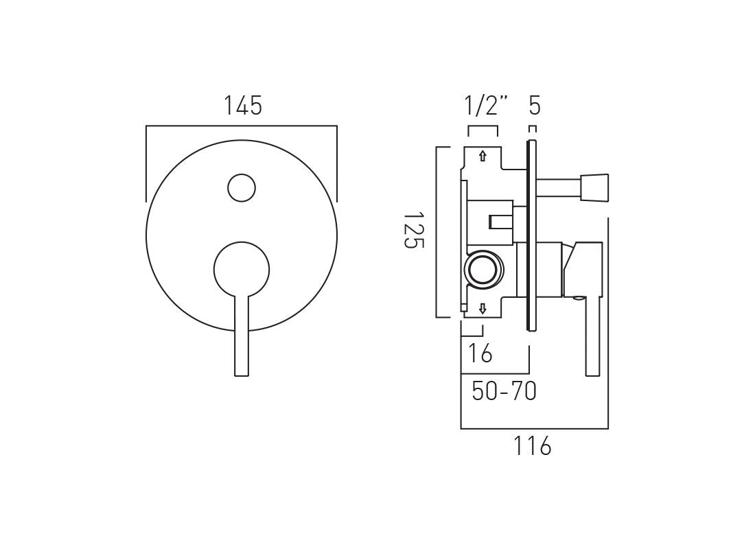 NURI Concealed Manual Shower Valve with Diverter