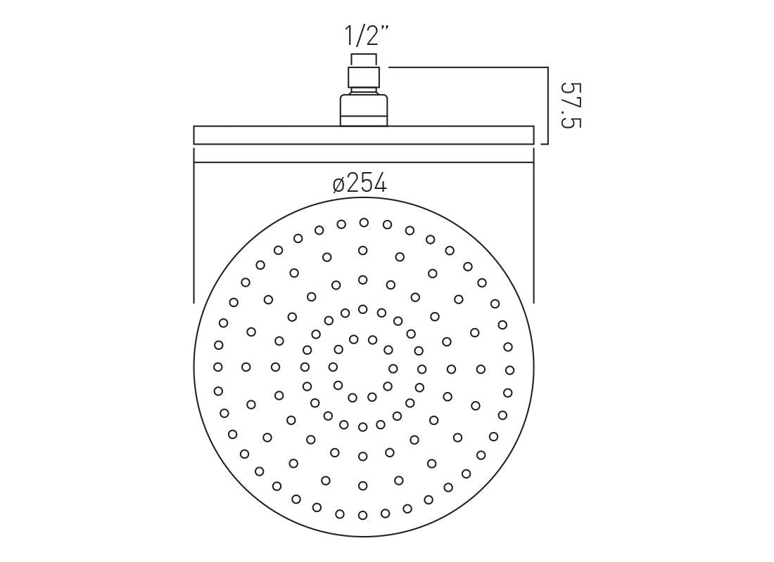 Saturn Round Shower Head 254mm – Single Function