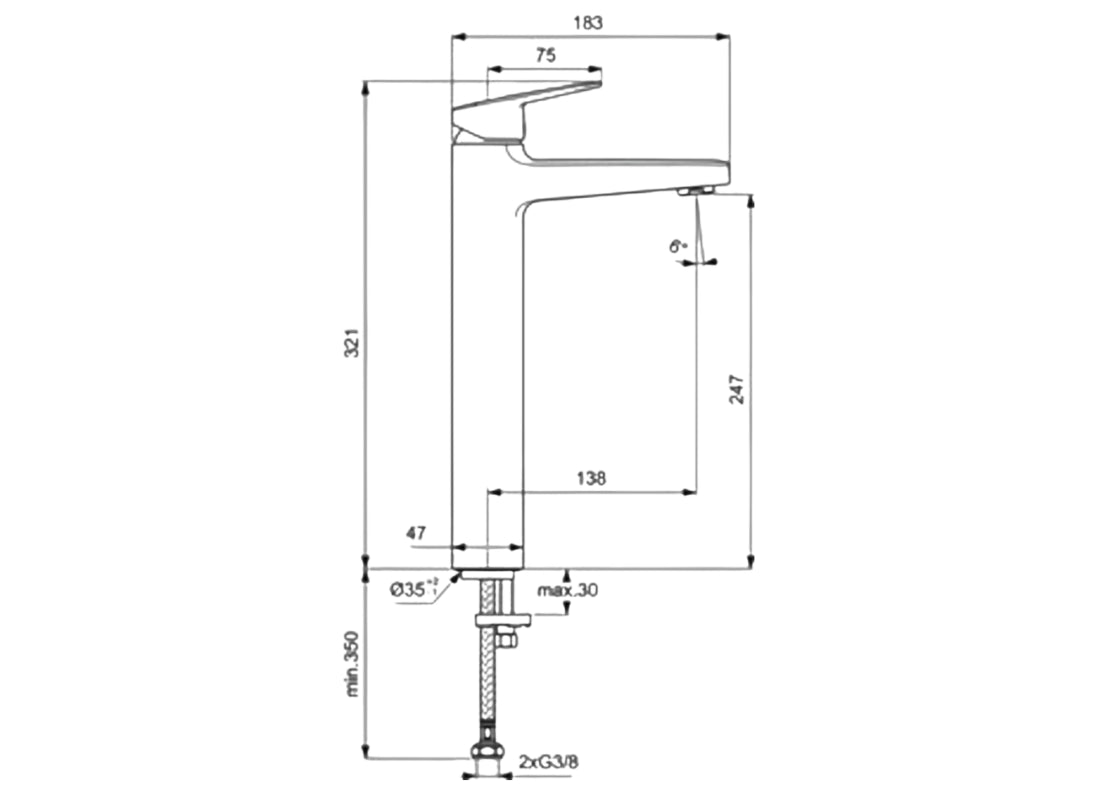 Ceraplan Vessel Basin Mixer H250 5L