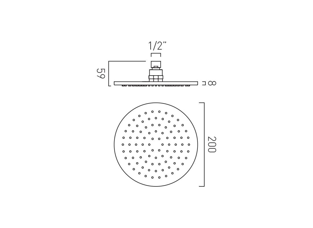 Individual Round Shower Head 200mm
