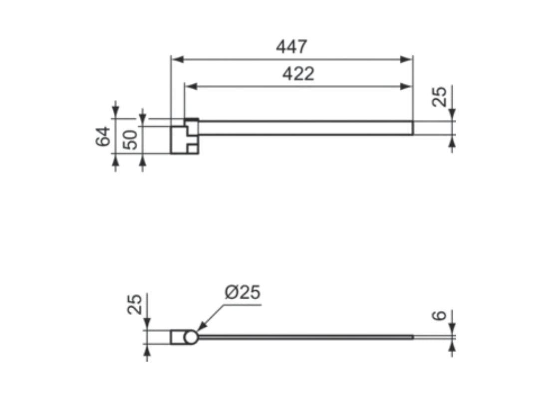 Conca Single Towel Bar 450 mm