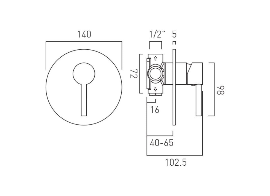 Nuri Concealed Manual Shower Valve with Diverter