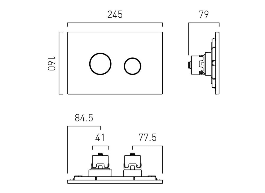 Round Button Flush Plate, Dual Flush Pneumatic