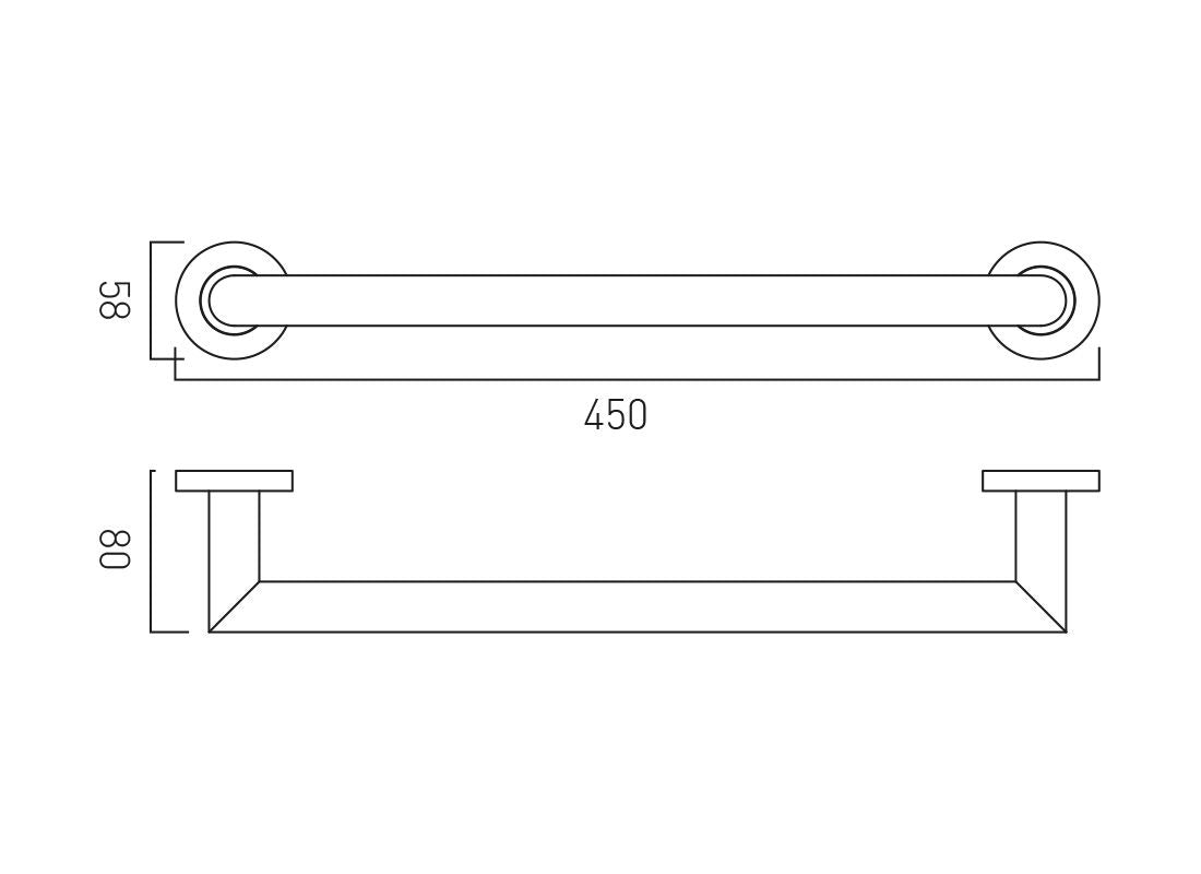 Spa Brushed Black Towel Rail 450 mm