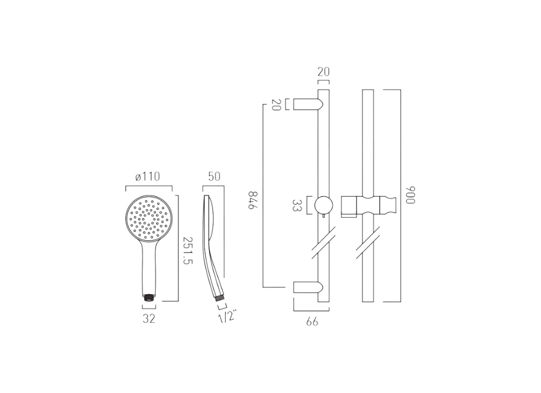 Atmosphere Brushed Black Air-Injection Slide Rail Shower Kit