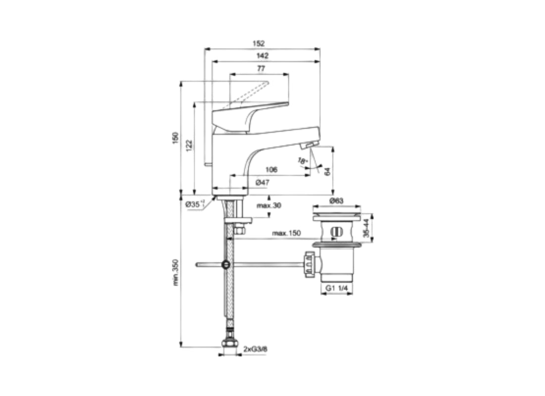 Cerabase Basin Mixer H60 with Waste