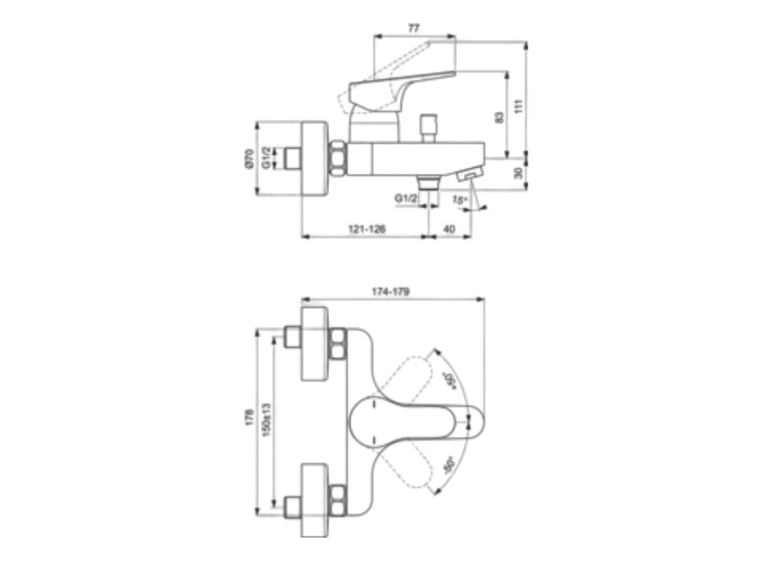 Cerabase Exposed Bath & Shower Mixer
