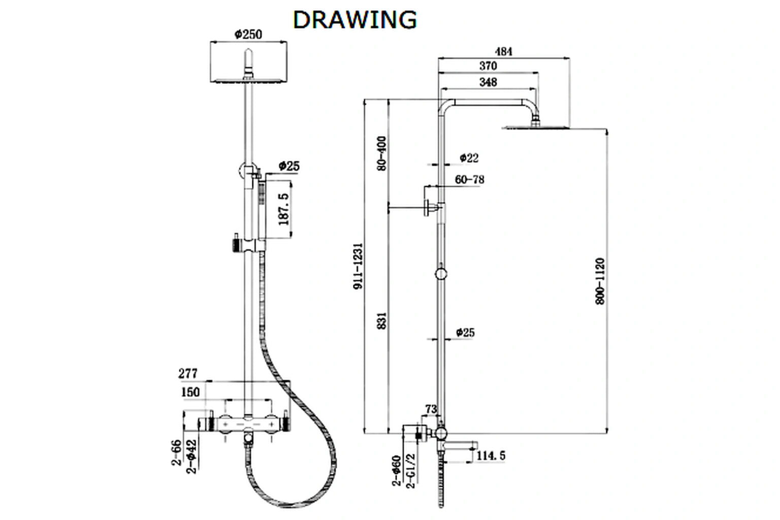 Spain Rain Shower Column Mixer Set Shower Mixer