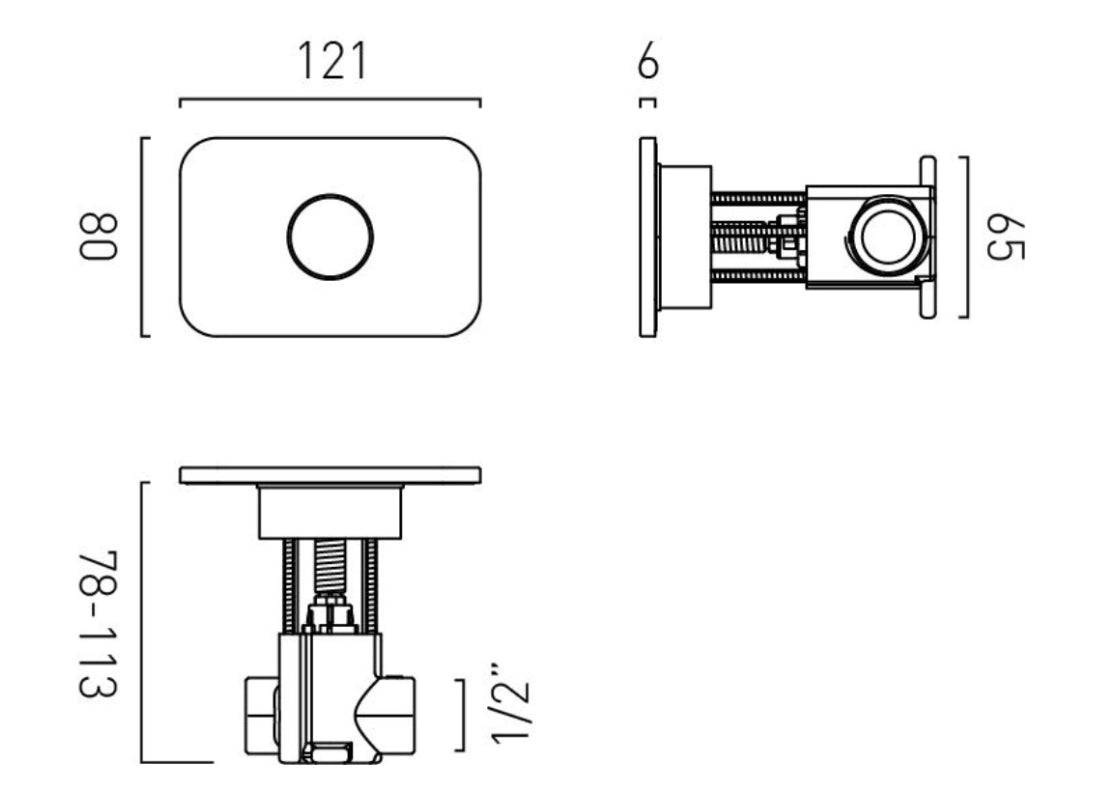 Zone Single Push Button 1-Outlet Horizontal Concealed Stop Valve