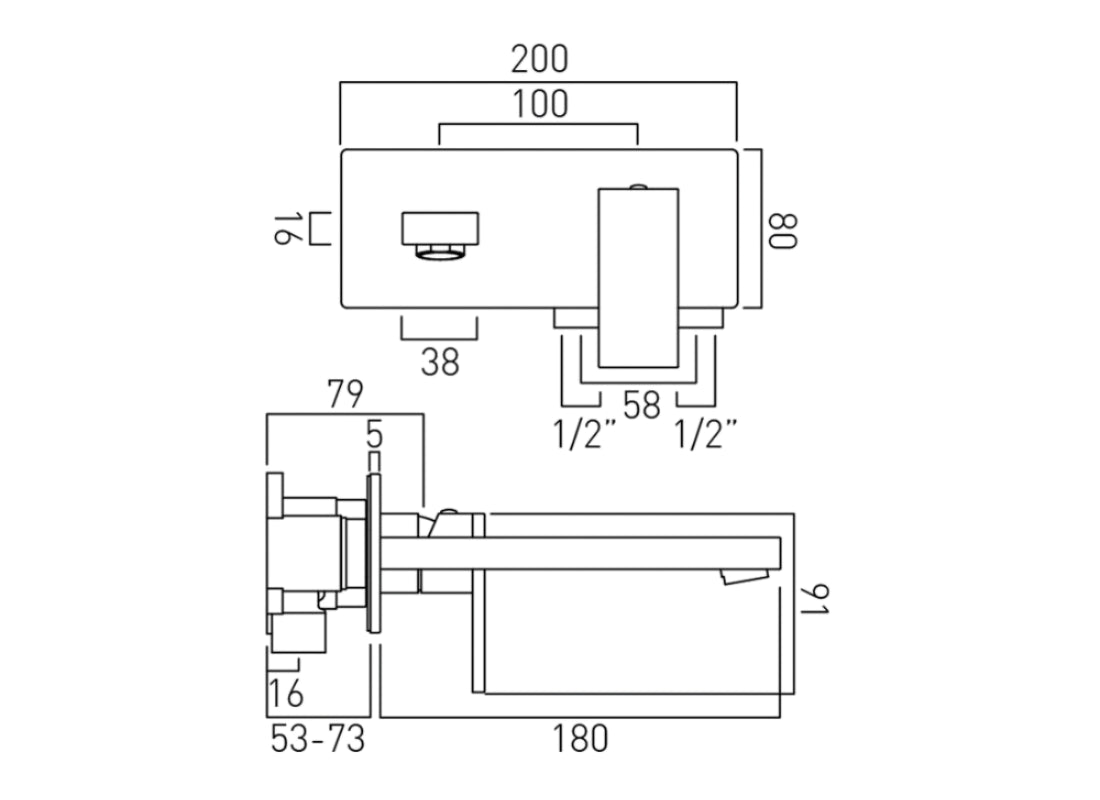 Notion Brushed Gold Wall Mounted Basin Mixer Tap