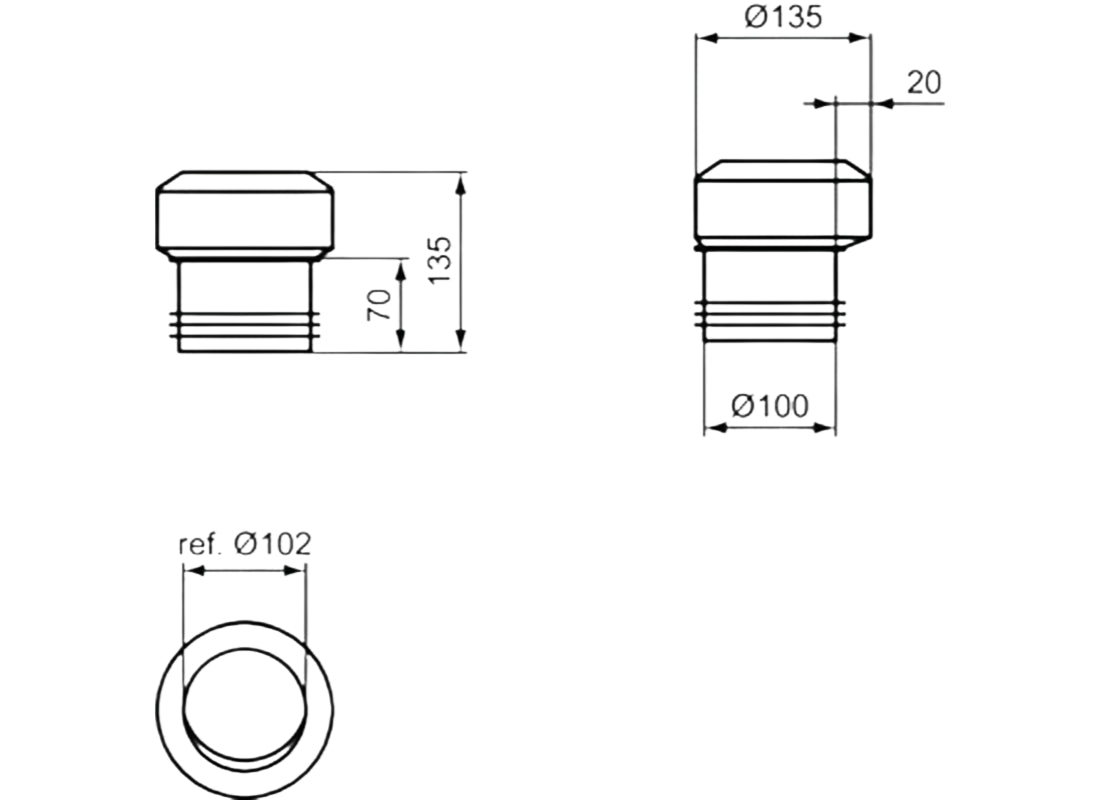 Toilet Waste Eccentric 20 mm