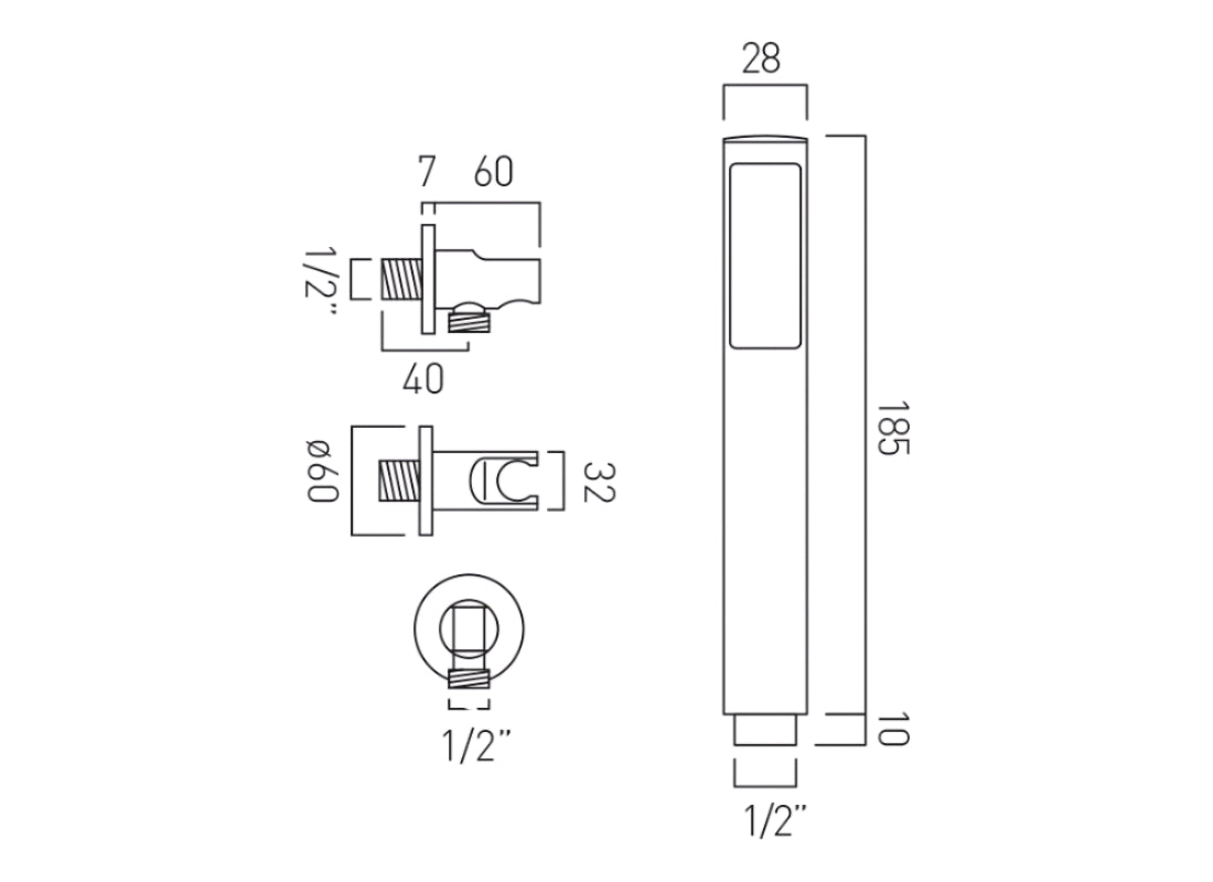 Zoo Handheld Shower Head Kit with Hose, Bracket & Integrated Outlet