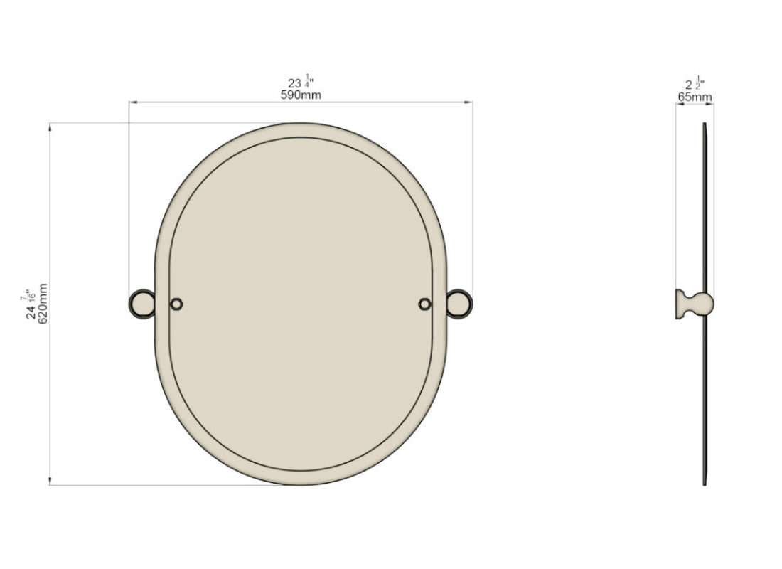Perrin & Rowe Traditional Oval Mirror 625×500 mm