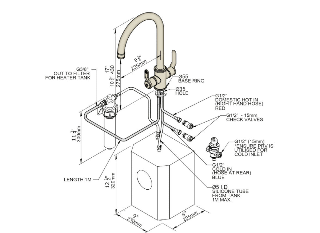 Perrin & Rowe Armstrong 3-in-1 Instant Hot Sink Mixer