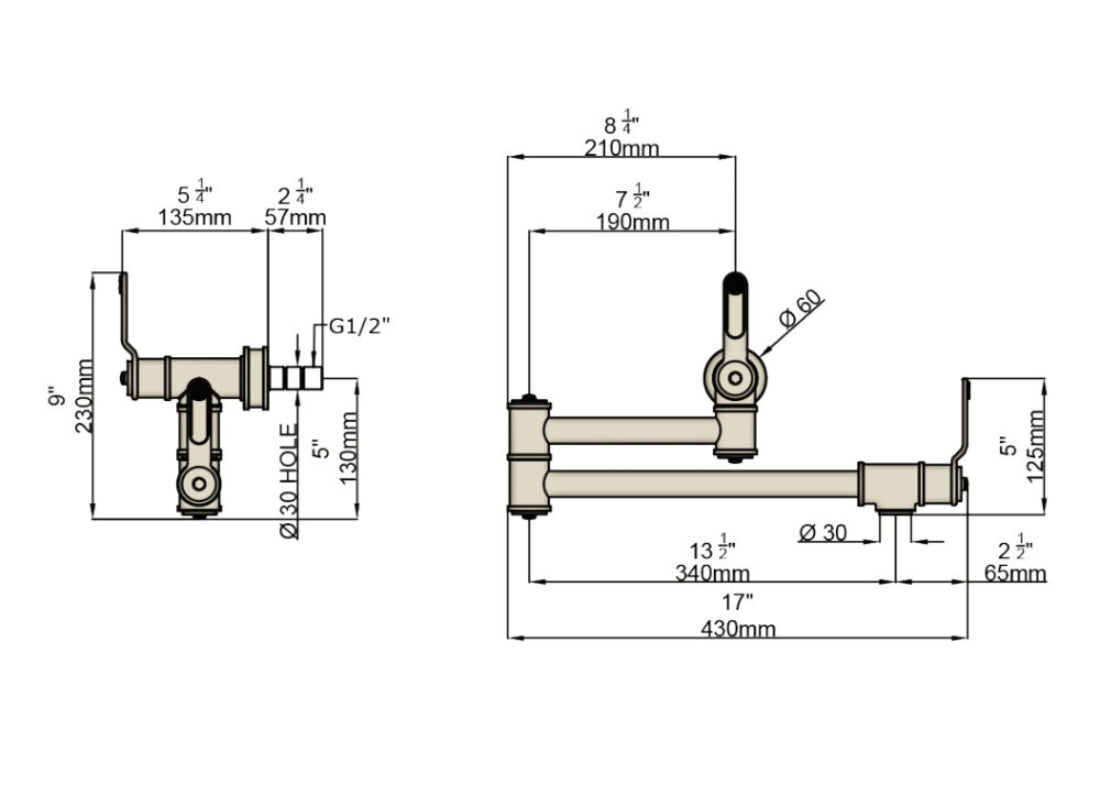 Perrin & Rowe Armstrong Wall Mounted Pot Filler