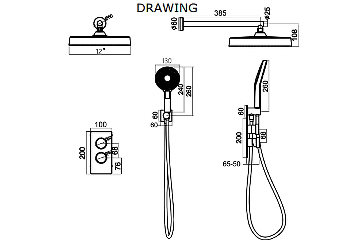Euphoria Two Way Concealed Shower Set Chrome