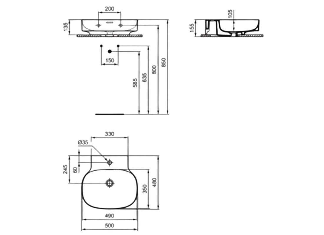 Linda-X Basin 50cm White Gloss