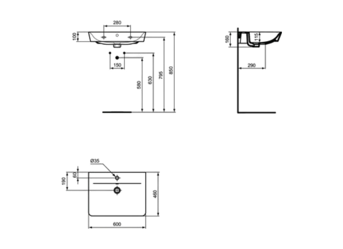 Connect Air Cube Basin 60x46 White E029801