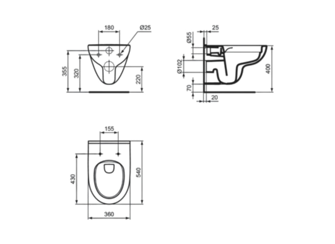 i.life A Rimless Wall Hung WC Bowl