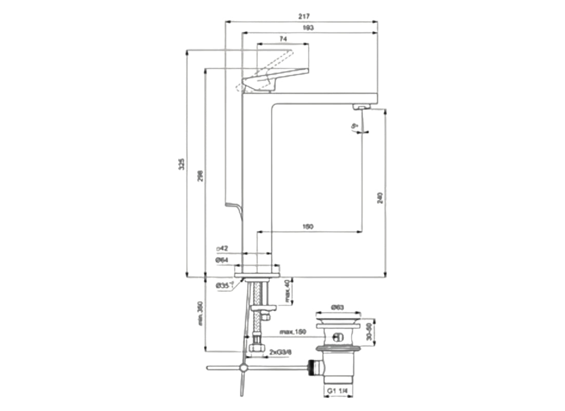 Extra Vessel Basin Mixer, 5L With Pop-Up Waste