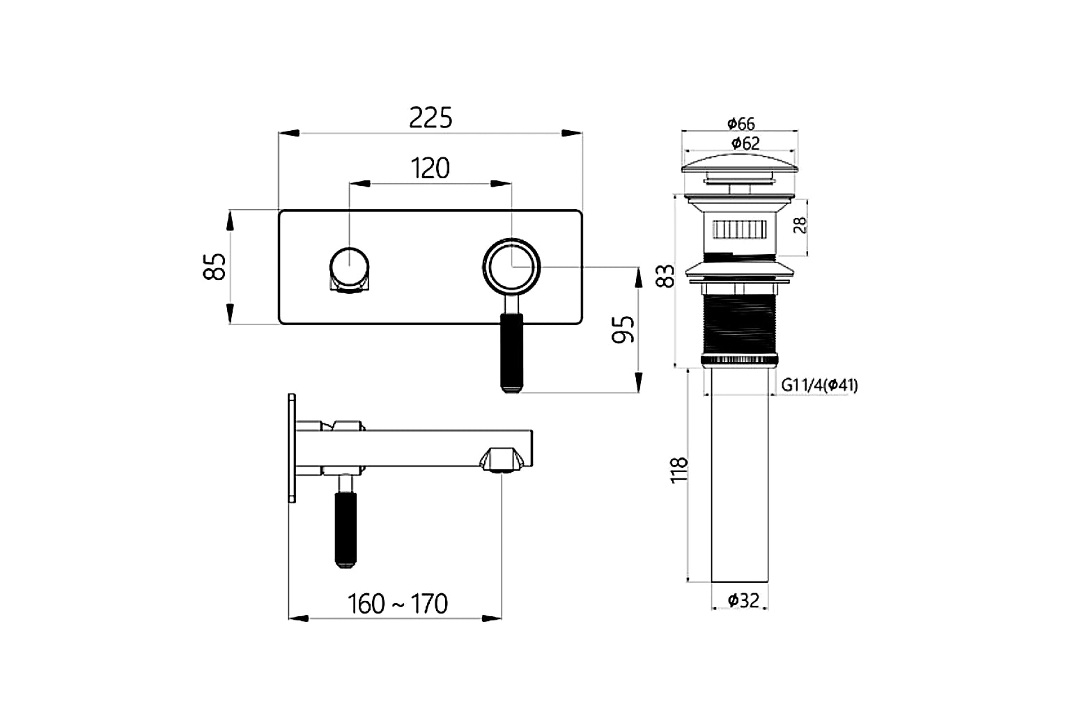 Ruby Concealed Basin Mixer with Pop-up