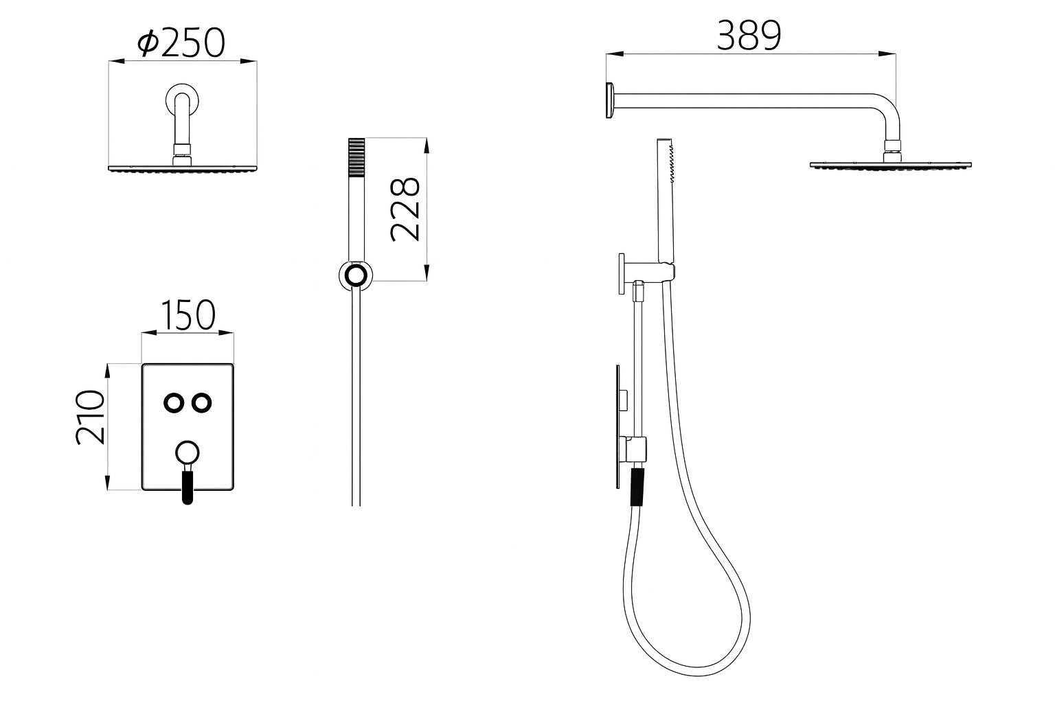 Ruby Two Way Concealed Shower Set