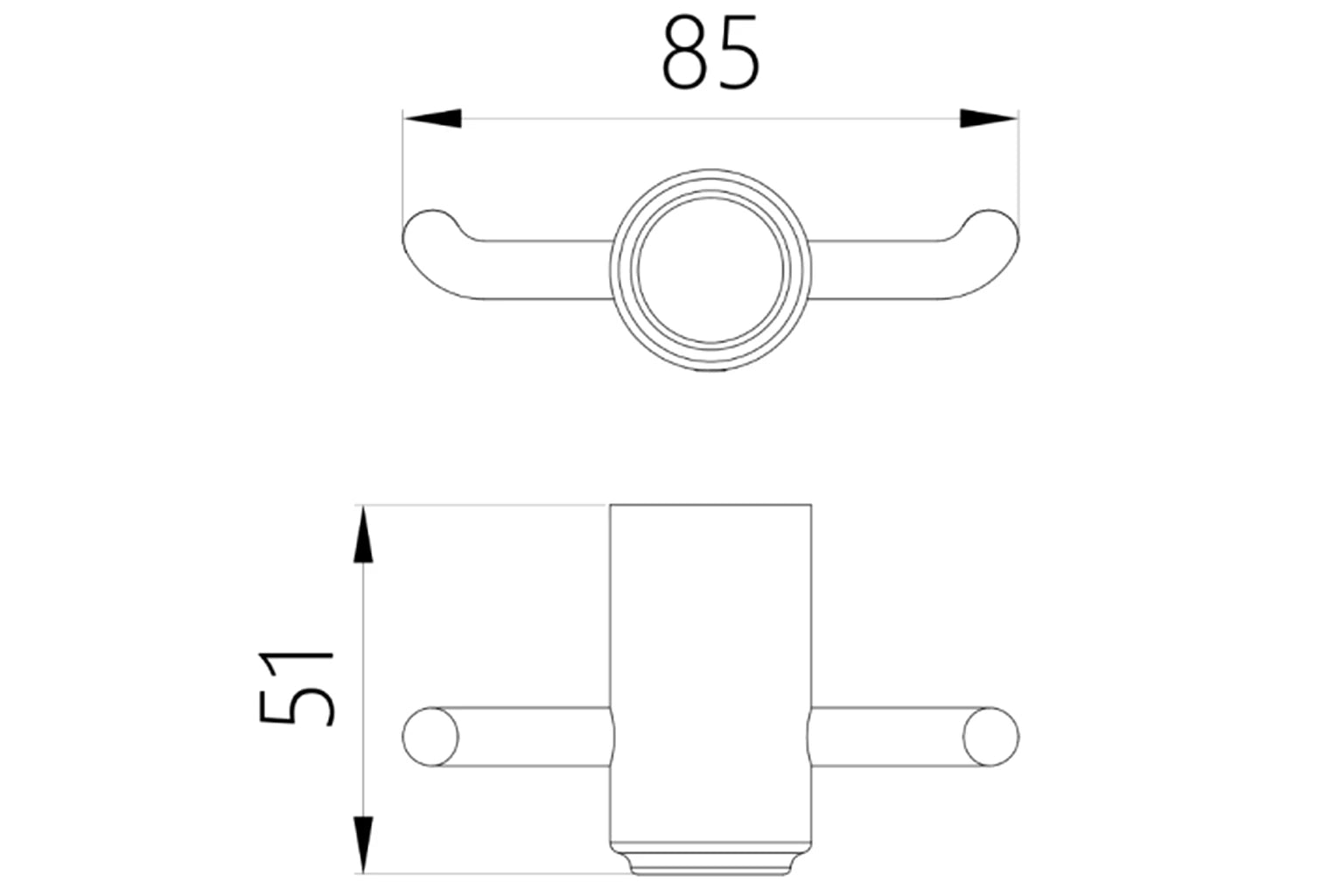 Ruby Double Robe Hook Brass Body with Curved Pattern