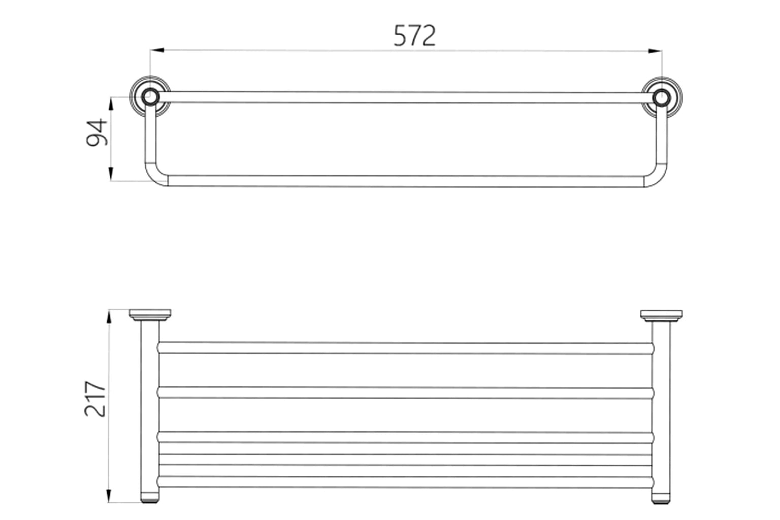 Ruby Towel Shelf Brass Body with Curved Pattern