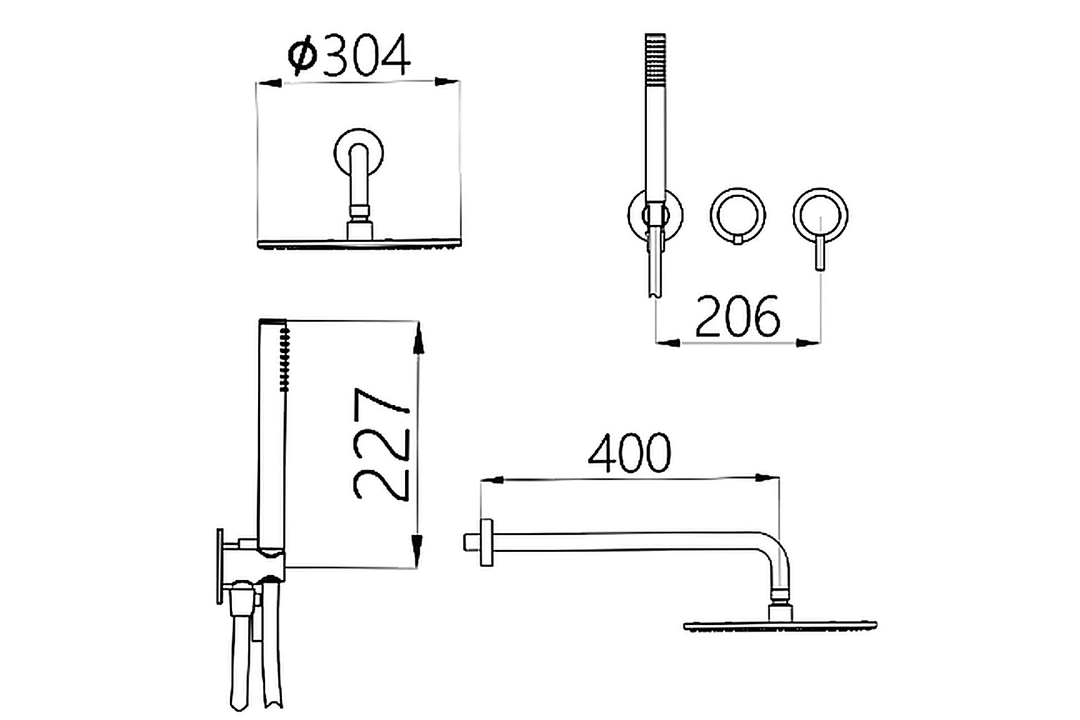 Luxor Two Way Concealed Shower Set with Cylinder Head Shower