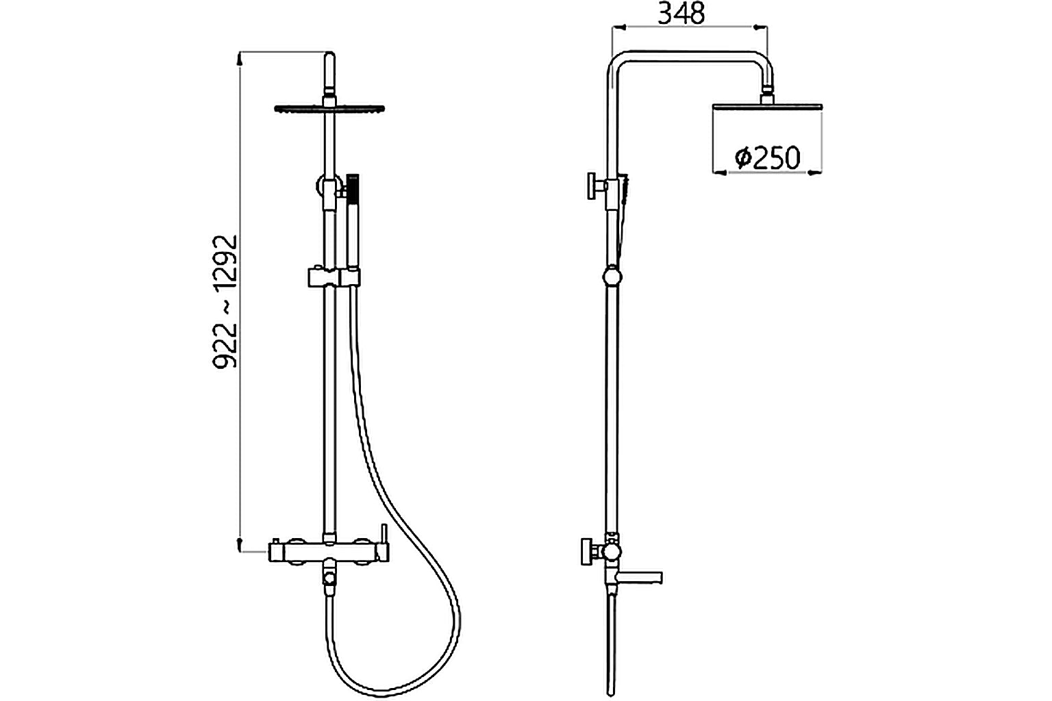Luxor Rain Shower Complete Set 3 Way
