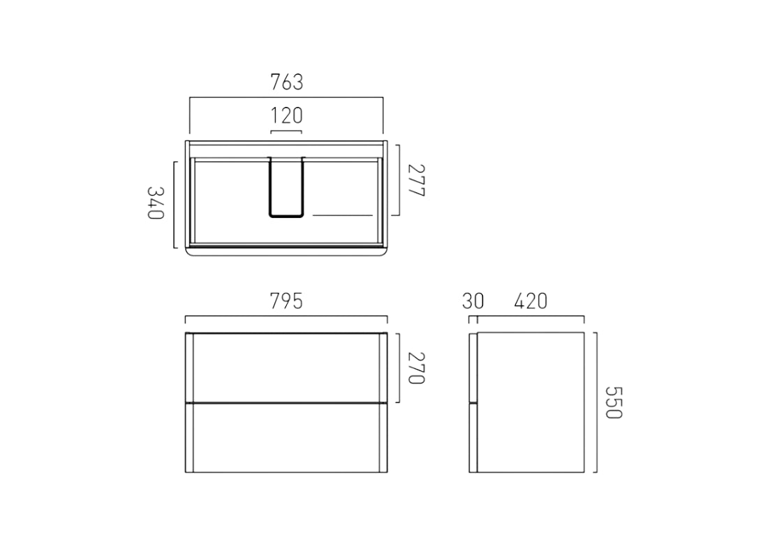 Cameo 800mm Wall-Hung Vanity Unit – 2 Drawers