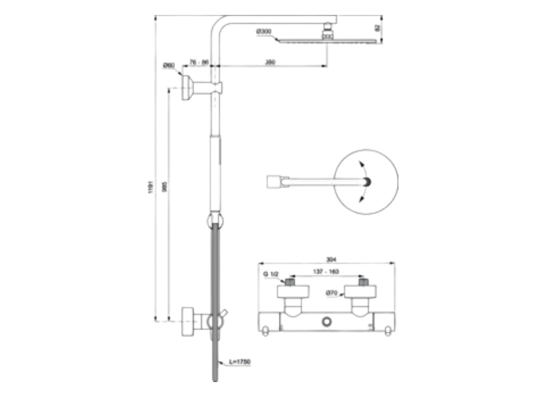Ceratherm T125 Shower System 300 mm