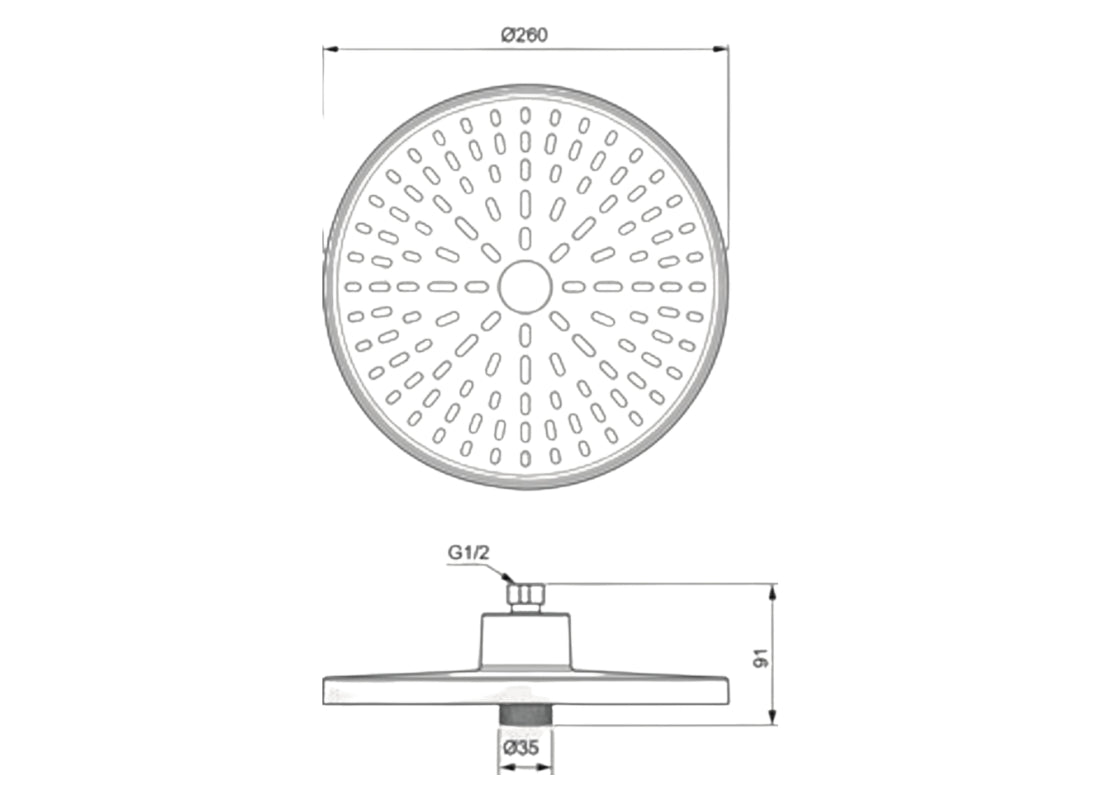 Idealrain Alu+ Round Rain Shower Head 260mm, 2 Function