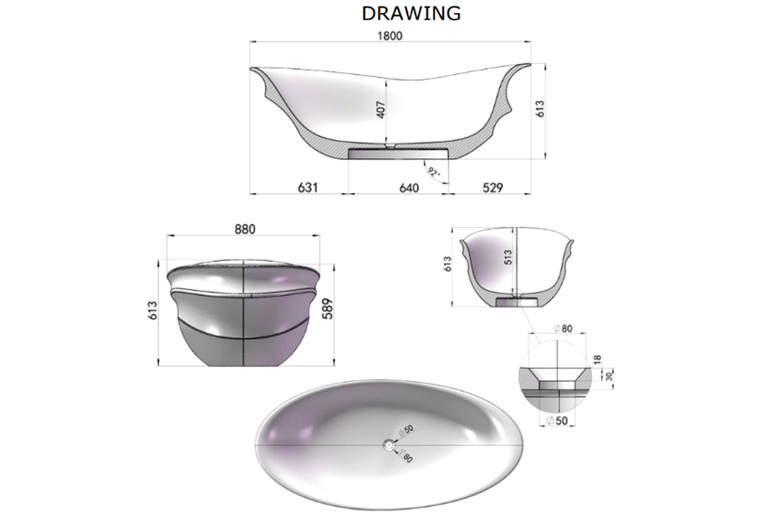 Resin Transparent Freestanding Bathtub