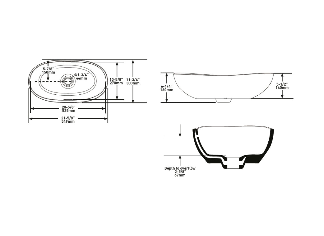 Seros 55 Oval Vessel Bathroom Sink Matte White