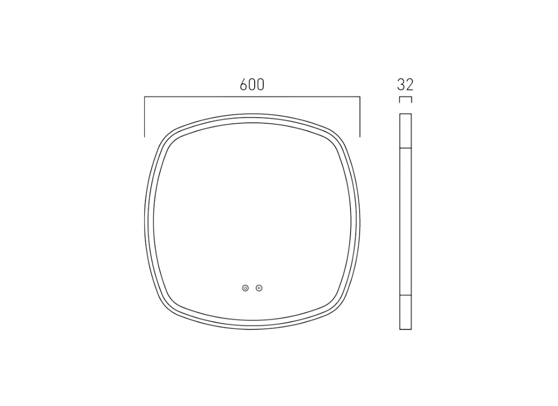 Cameo 600 mm Illuminated Soft Square Mirror – LED Bathroom Mirror