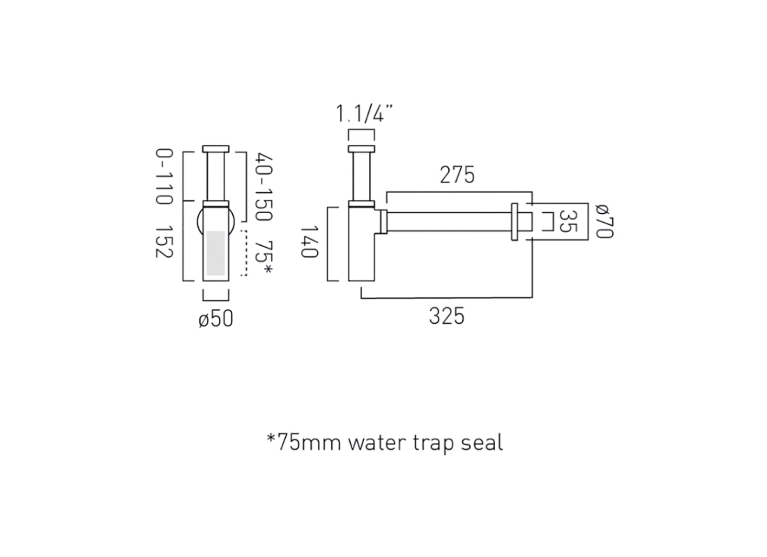 Round Bottle Trap, Basin Waste Trap