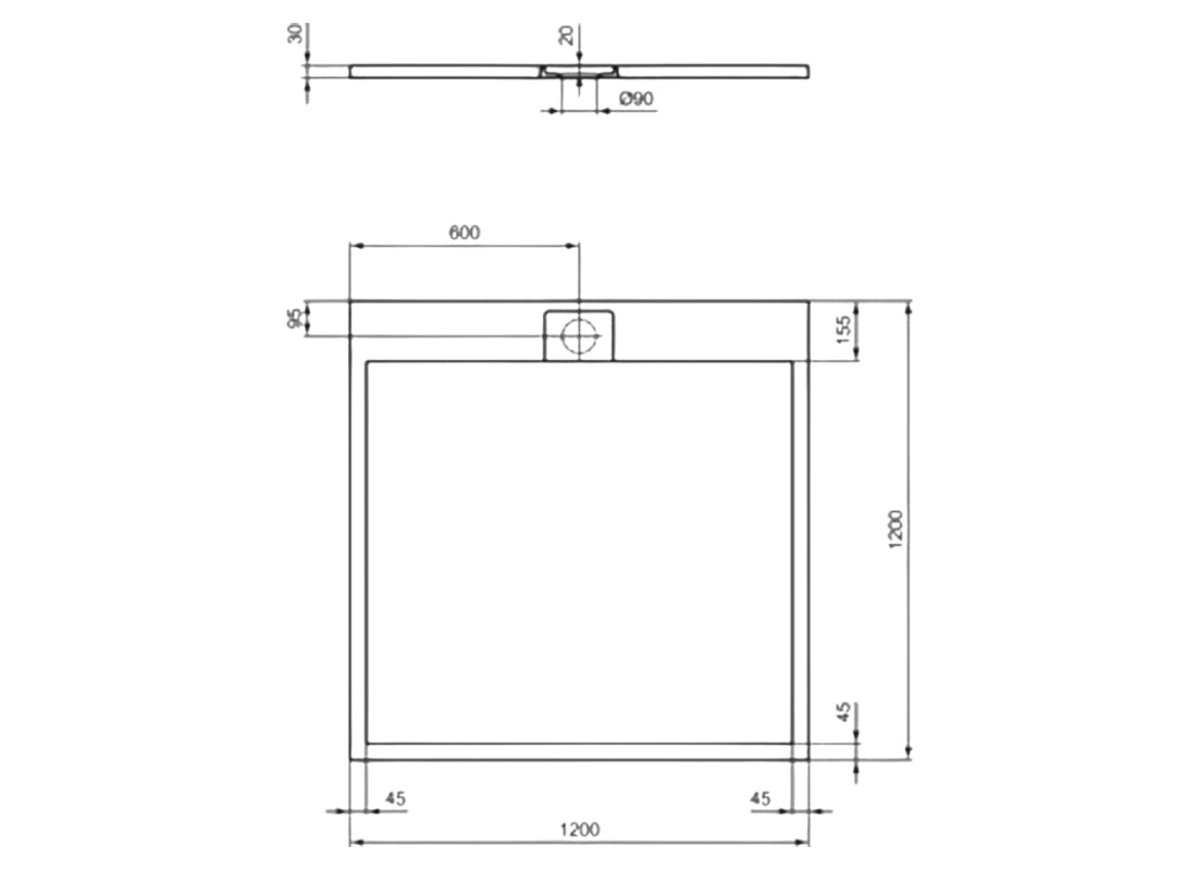 Ultra Flat S i.Life Shower Tray 120x120