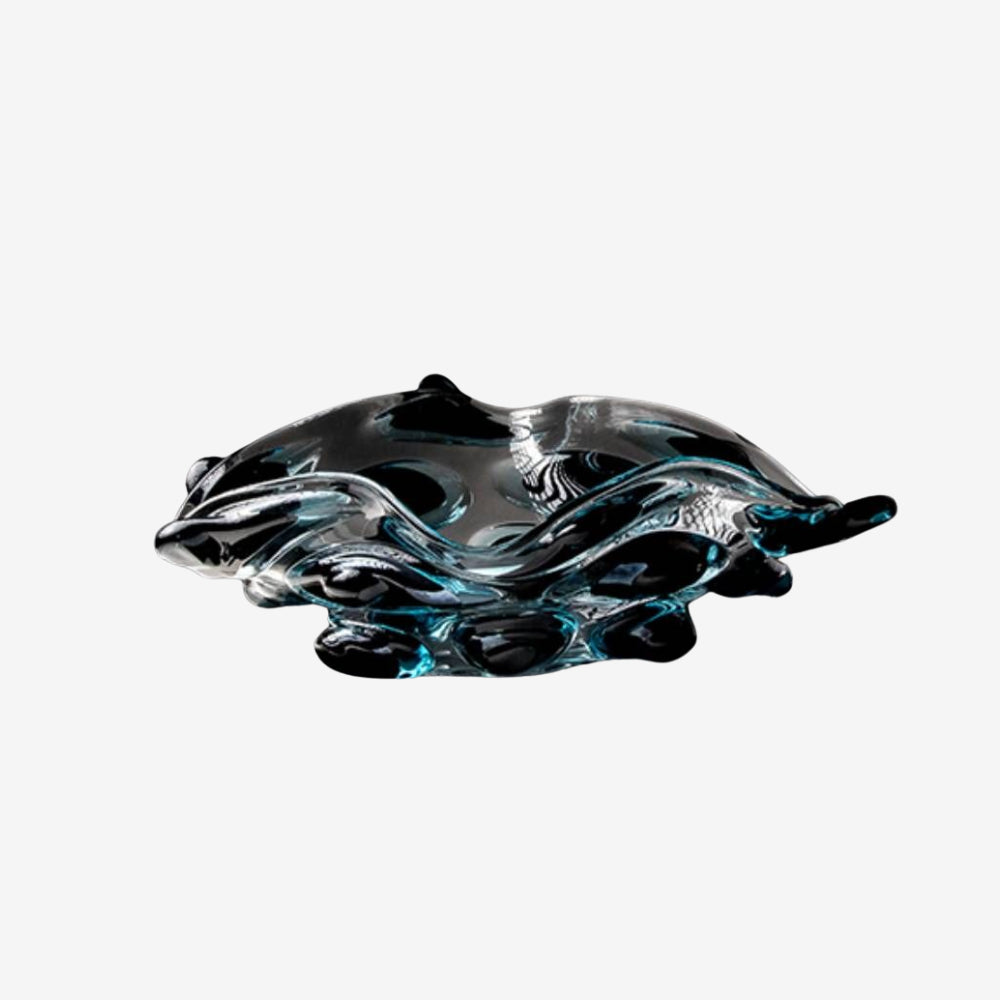 Clear Glass with Blue-Black Beads