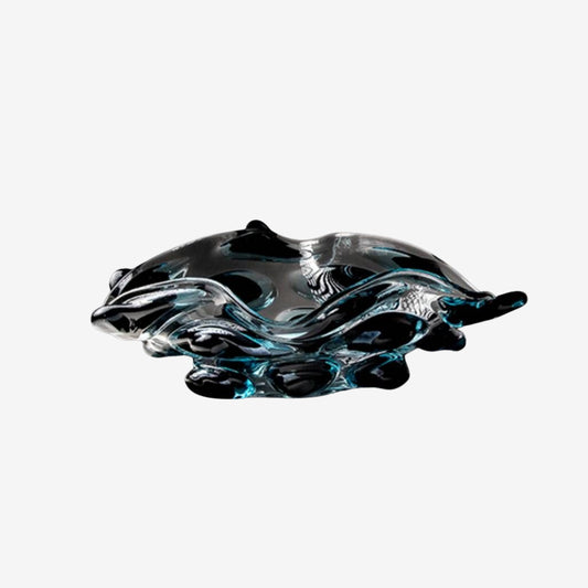 Clear Glass with Blue-Black Beads