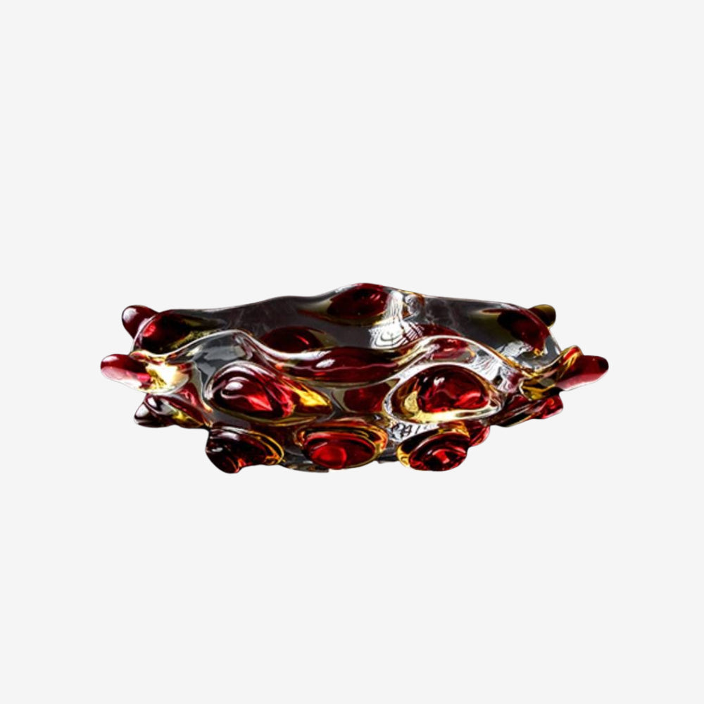 Clear Glass with Red-Amber Beads