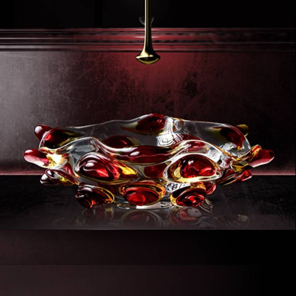 Clear Glass with Red-Amber Beads